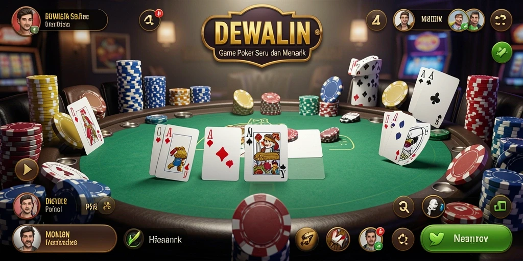 Tampilan menarik gameplay poker di DEWALIN.