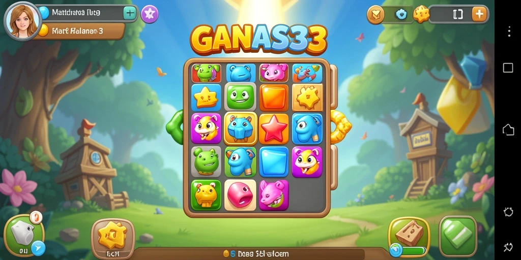 Tangkapan layar <strong>GANAS33</strong> menunjukkan gameplay seru dari permainan Match-3.