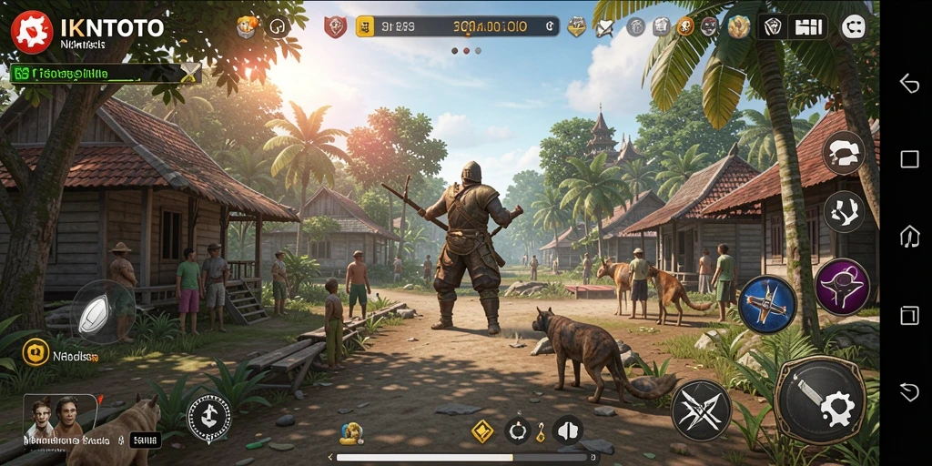 Tangkapan layar gameplay IKNTOTO menunjukkan interaksi karakter yang dinamis.