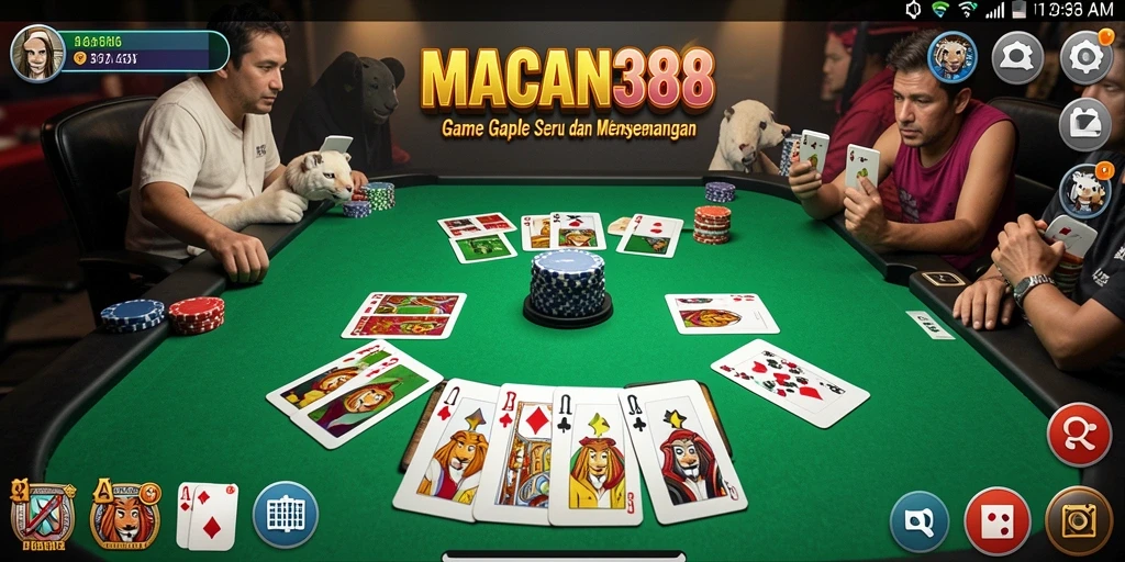 Tampilan gameplay seru di MACAN388 dengan suasana Gaple yang menarik.