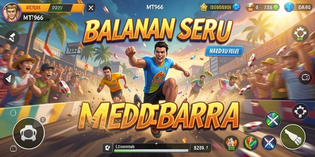 Screenshot gameplay MT966 menampilkan aksi balapan yang mendebarkan.