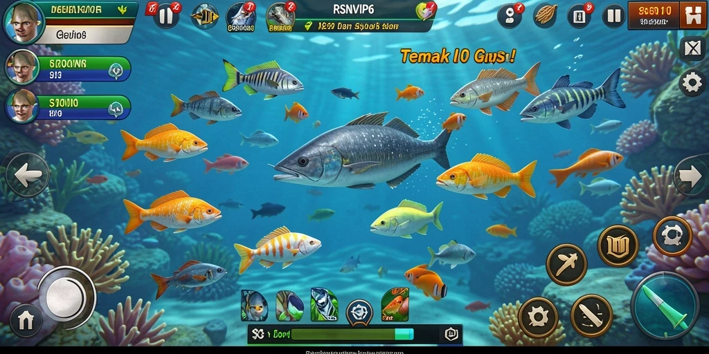 Gameplay menarik RSNVIP6 dengan ikan berwarna-warni.