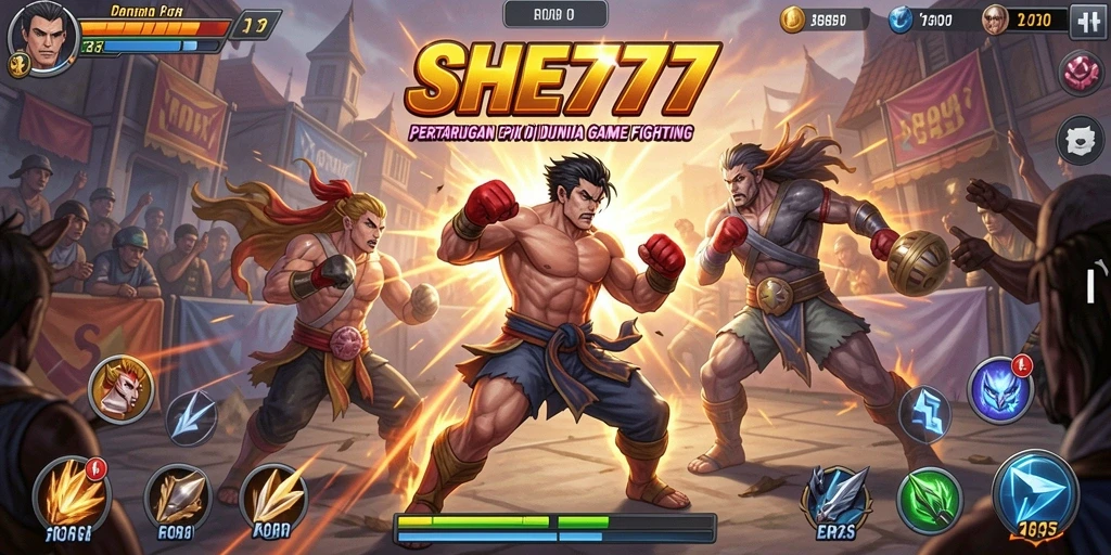 Screenshot gameplay SHE777 menunjukkan aksi pertarungan yang intens.