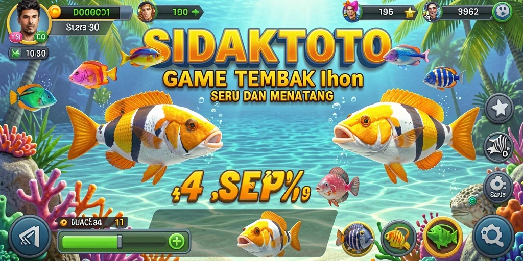 Tampilan gameplay menarik dari SIDAKTOTO saat menembak ikan.