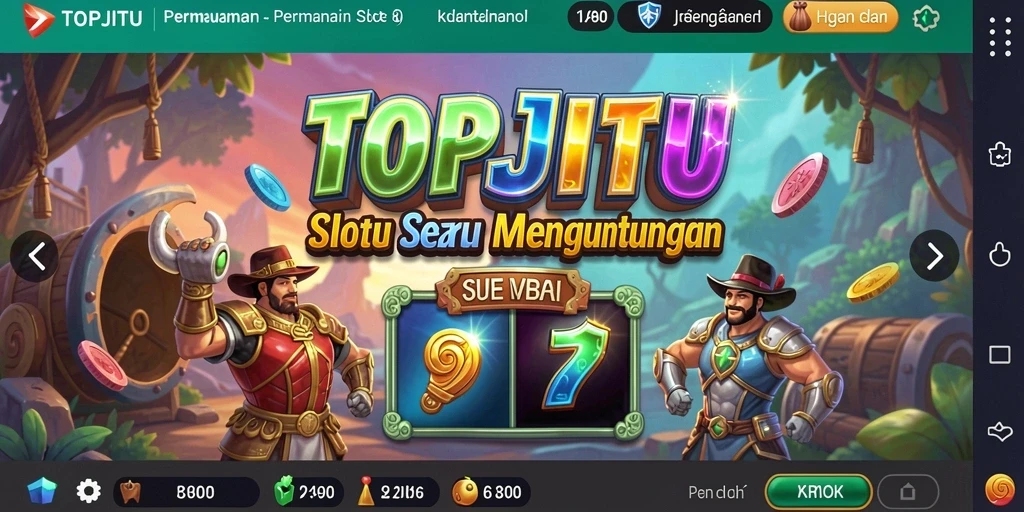 Screenshot gameplay utama TOPJITU yang menampilkan mesin Slot yang menarik