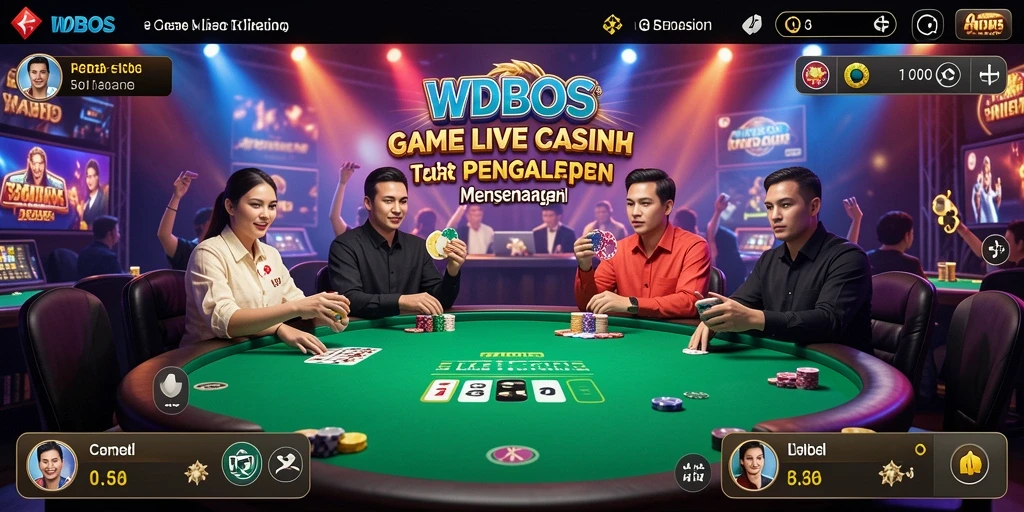 Tampilan gameplay WDBOS dengan dealer langsung di meja permainan.