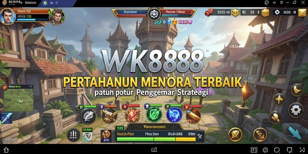 Gameplay menegangkan di WK888 saat mempertahankan menara dari serangan musuh.